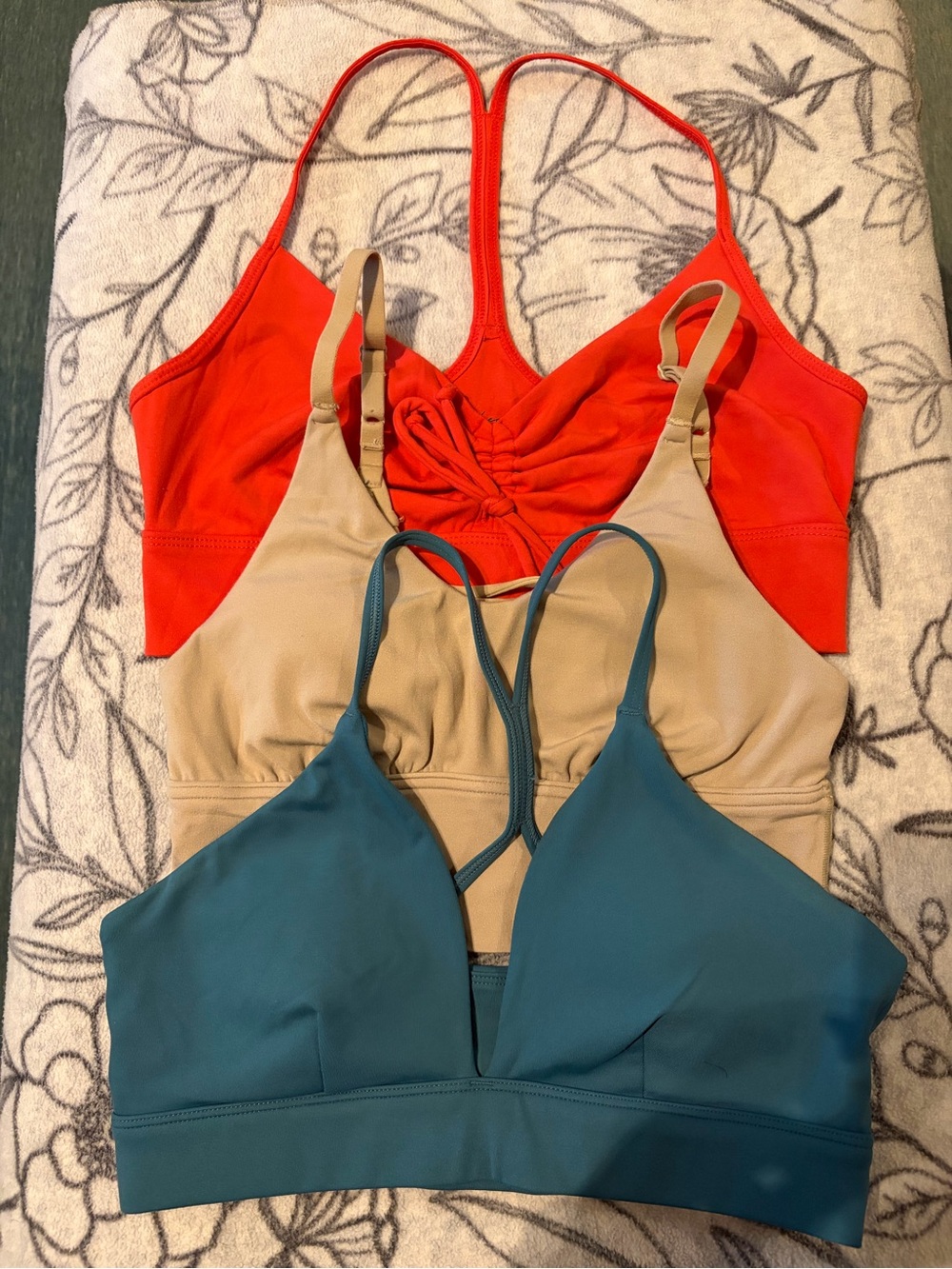 Women’s Seamless Strappy Bralette - Red, Tan, Teal